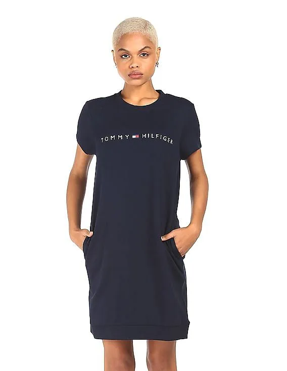 Tommy Hilfiger Women Navy Logo T-Shirt Dress