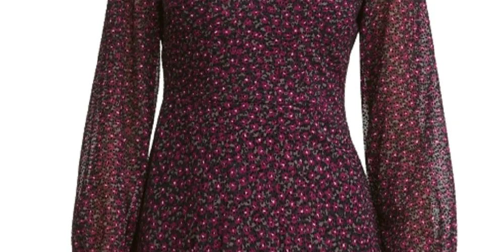 Tommy Hilfiger Women's Flocked Floral Chiffon Dress Bright Pink Size 12