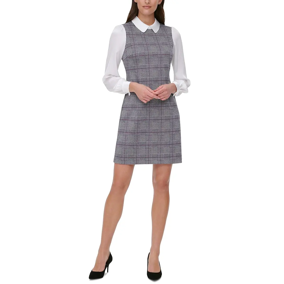 Tommy Hilfiger Womens Plaid Work Midi Dress