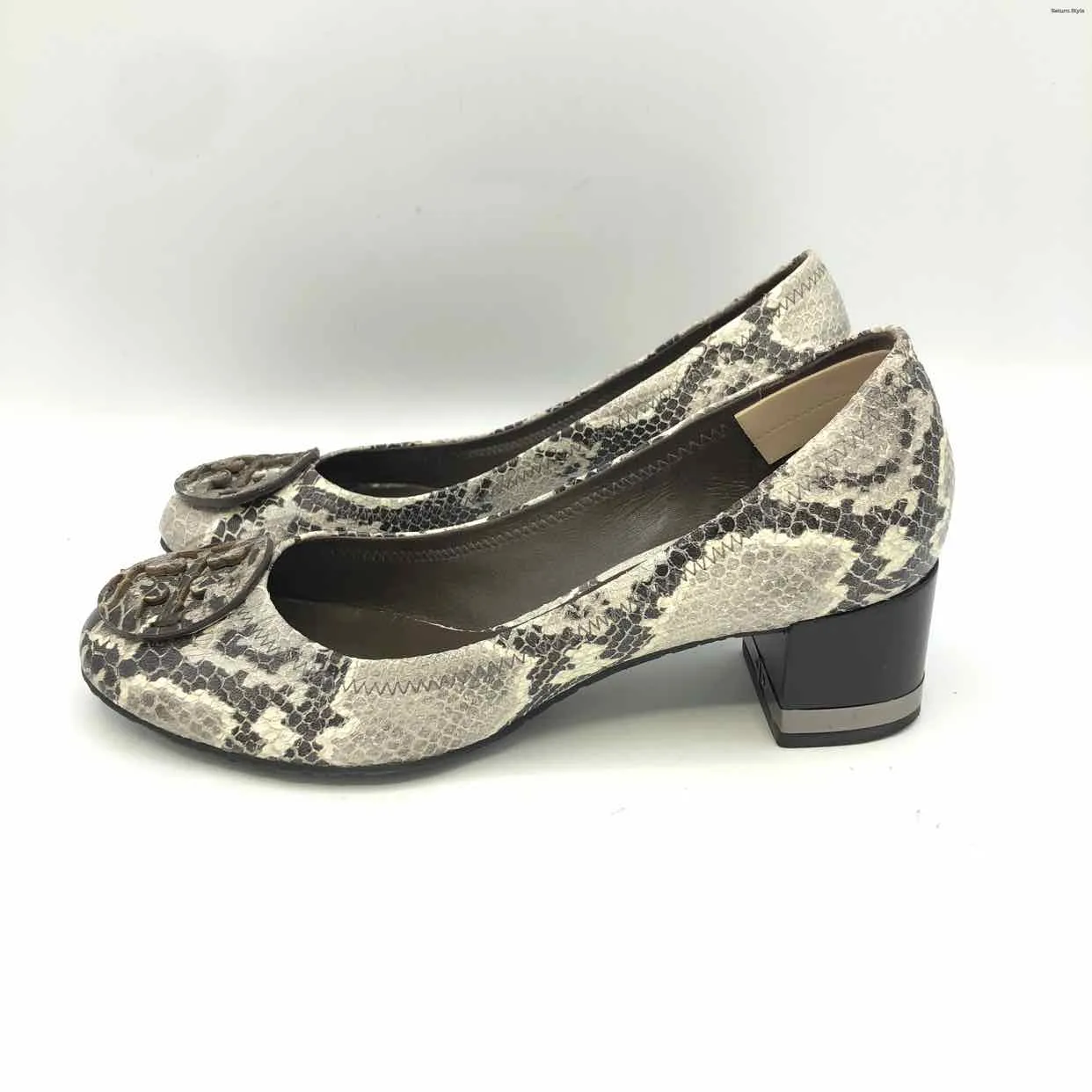 TORY BURCH Gray Snake Print 1.5 Chunky Heel Shoe Size 6-1/2 Shoes