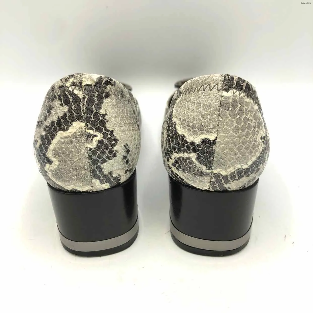 TORY BURCH Gray Snake Print 1.5 Chunky Heel Shoe Size 6-1/2 Shoes