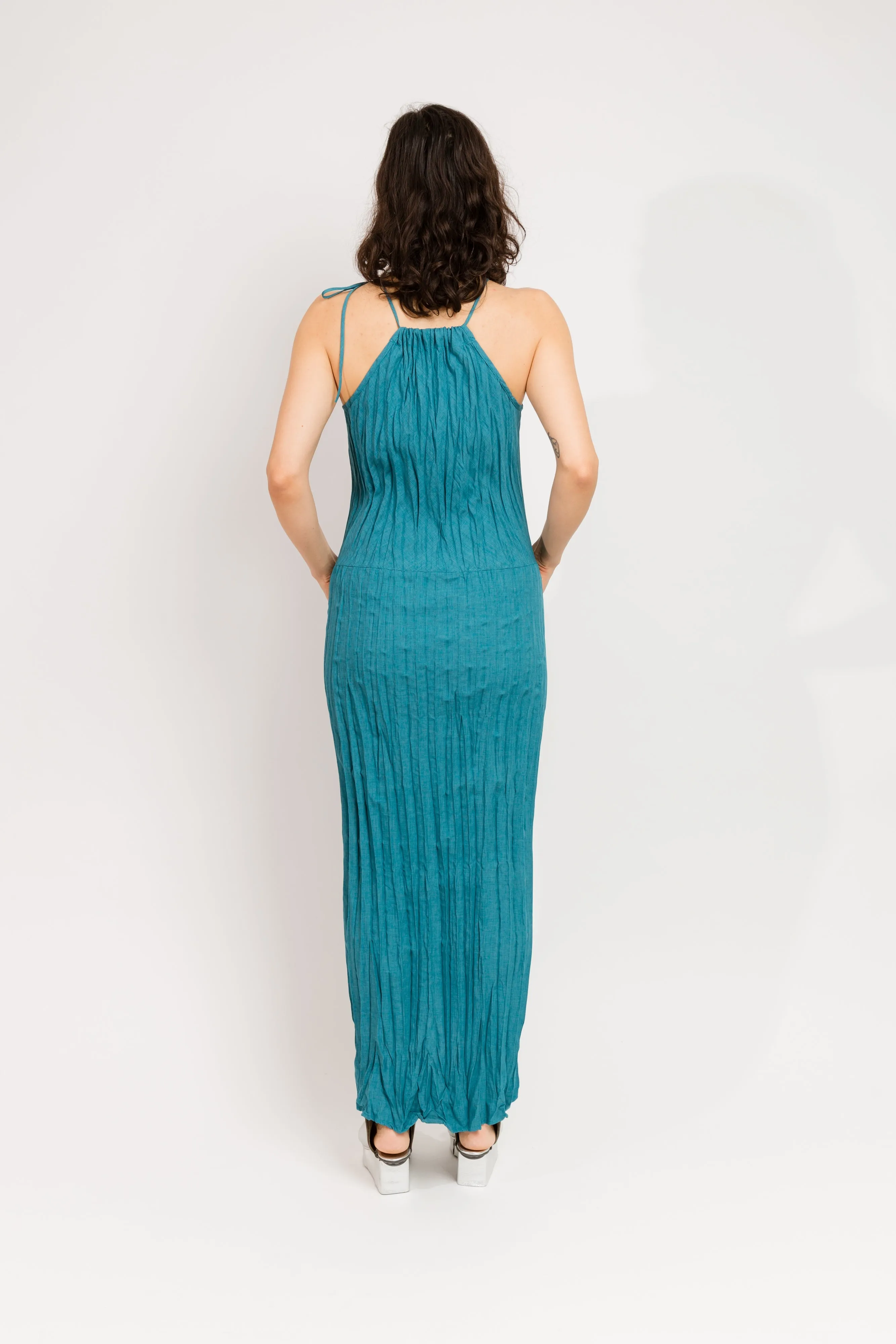 Twisted Maxi Halter Dress | Teal