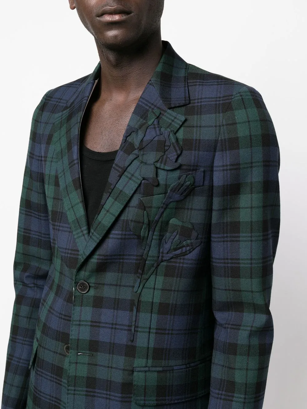 VALENTINO MEN'S FW22 FLOWER EMBROIDERED JACKET IN NERO/VERDE/BLU