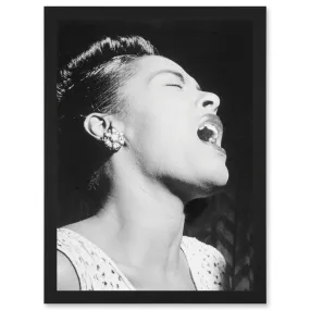 Wall Art & Pictures | Vintage Blues Jazz Singer Legend Billie Holiday Black & White A4 Artwork Framed Wall Art Print | A