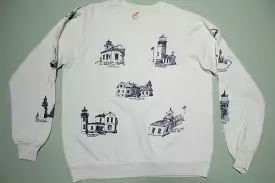 Washington Lighthouse All Over Print Vintage Jerzees USA Crewneck Sweatshirt