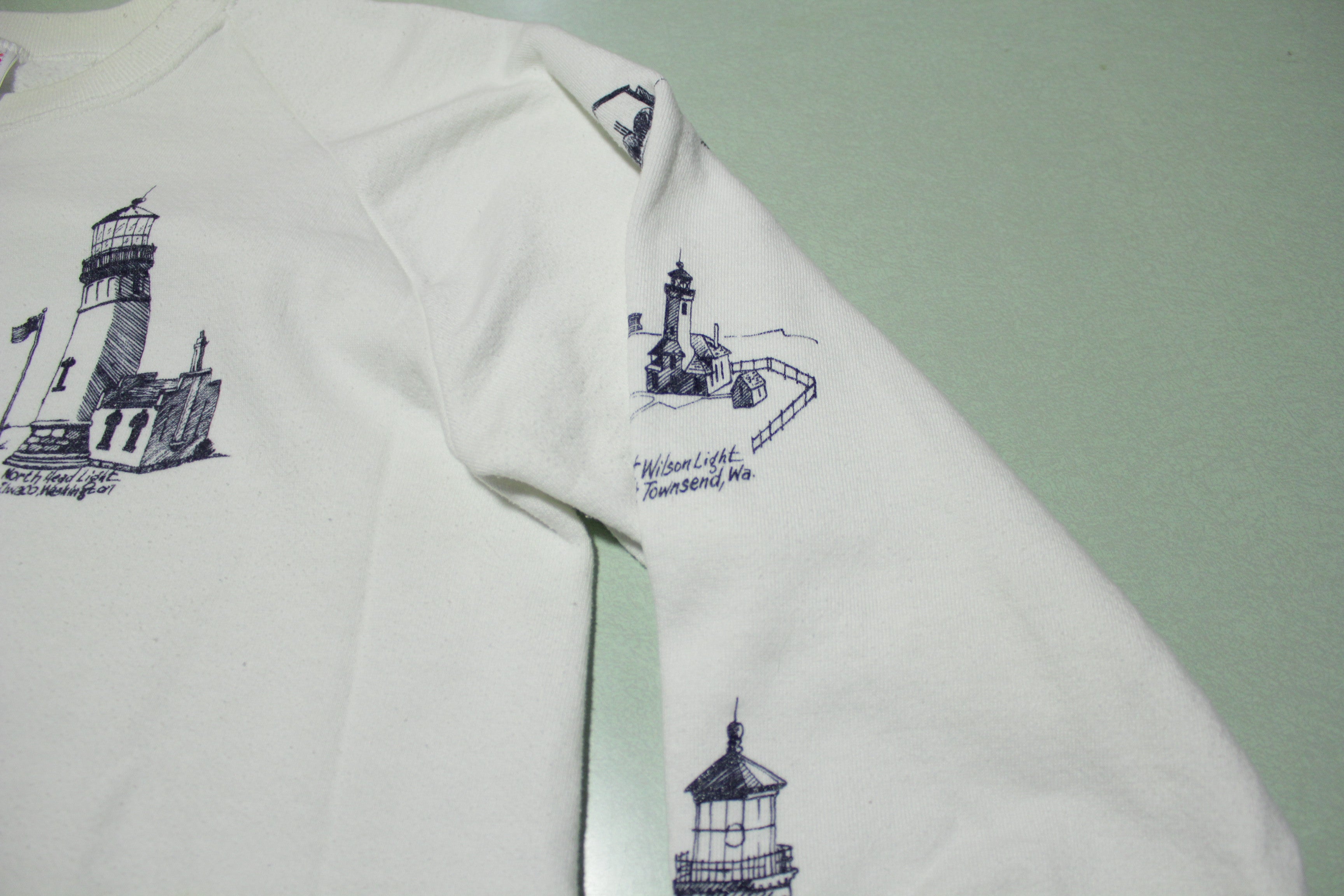 Washington Lighthouse All Over Print Vintage Jerzees USA Crewneck Sweatshirt