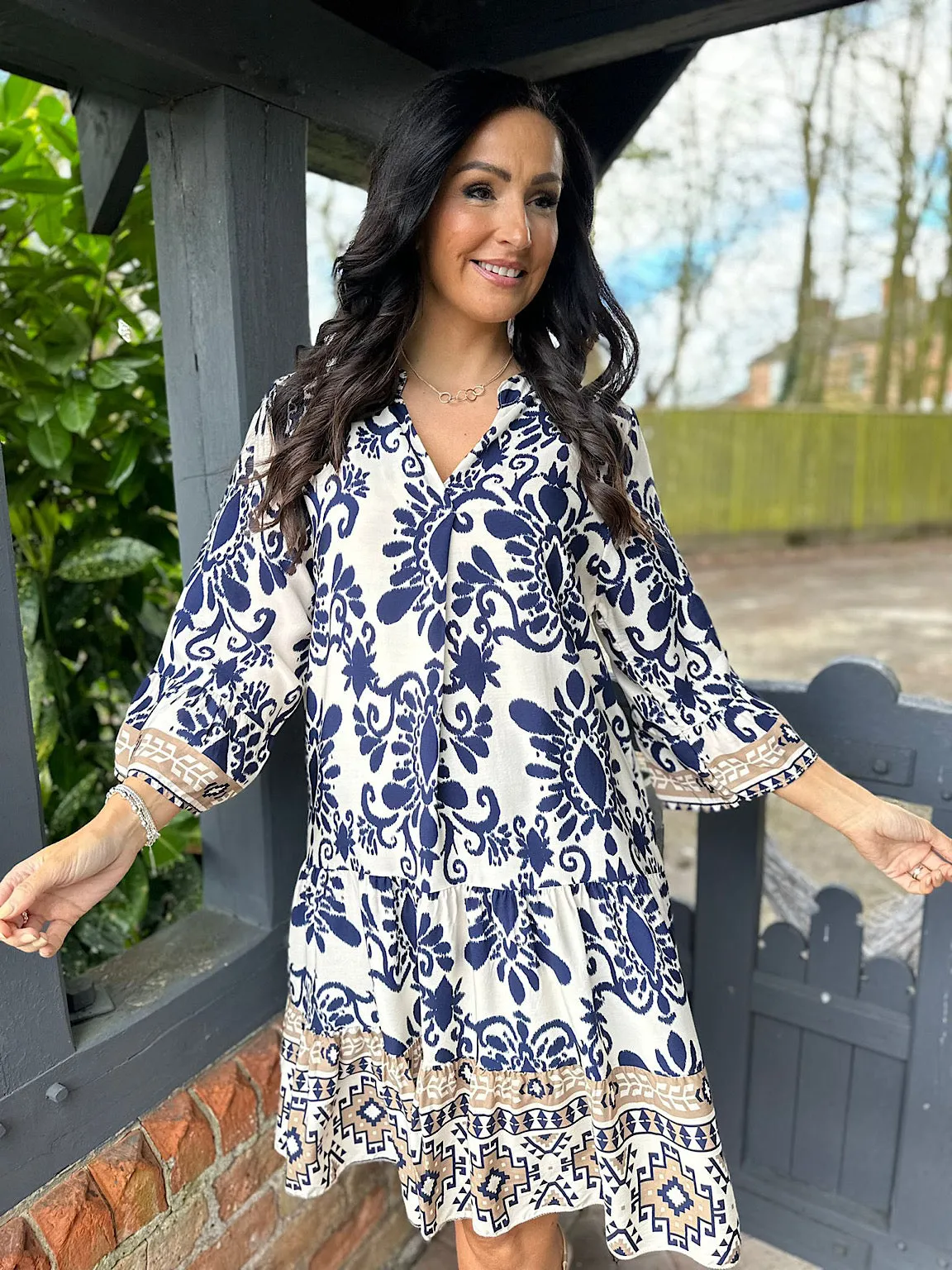 White Aztec Hem Tunic Charlotte