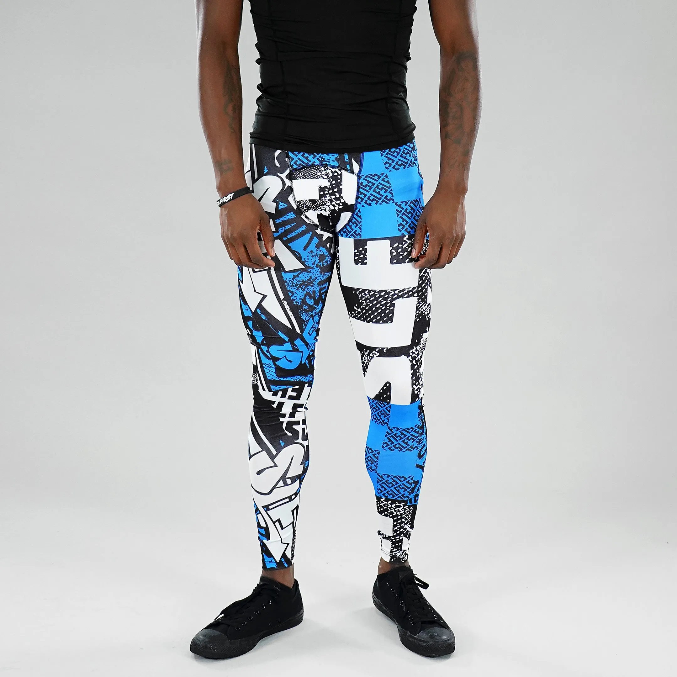 Wild Blue Pattern Tights for Men