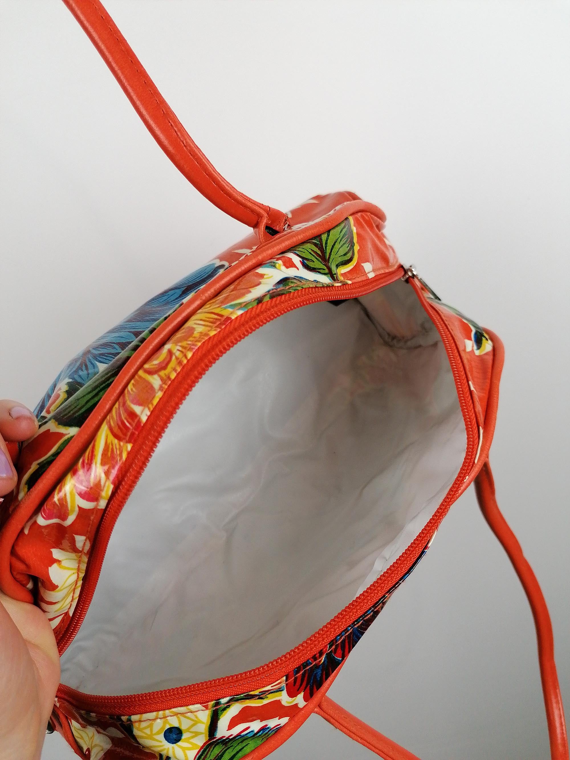 Y2K Small PVC Bag Orange Flowers Print