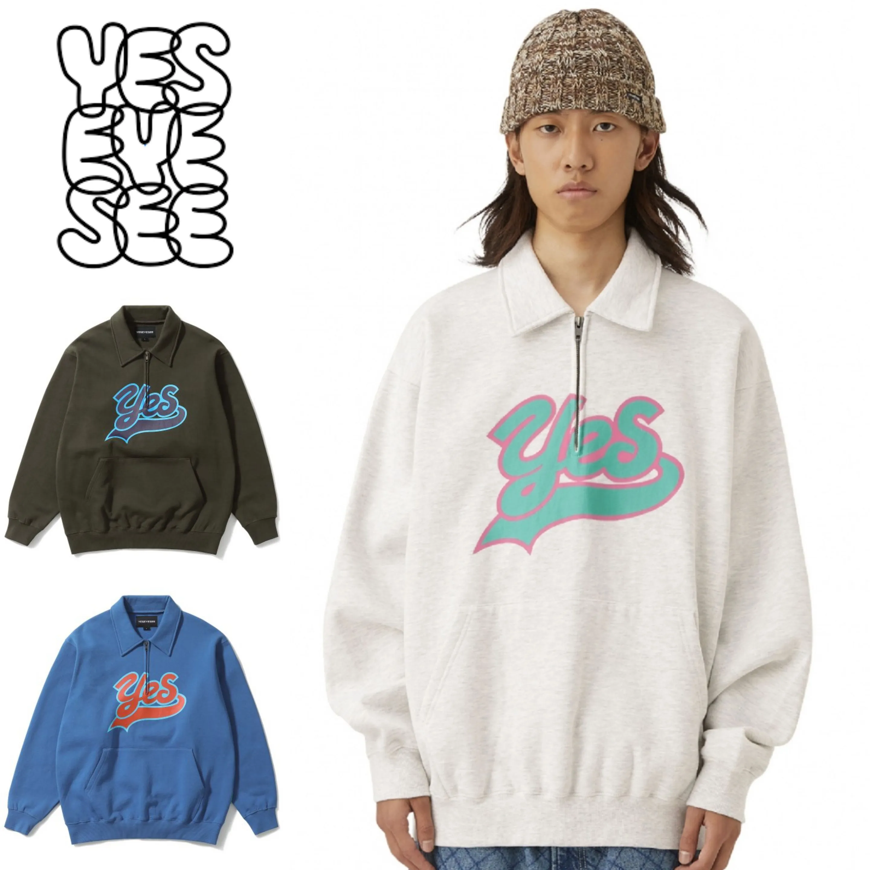 YESEYESEE  |Unisex Street Style Long Sleeves Logo Sweatshirts