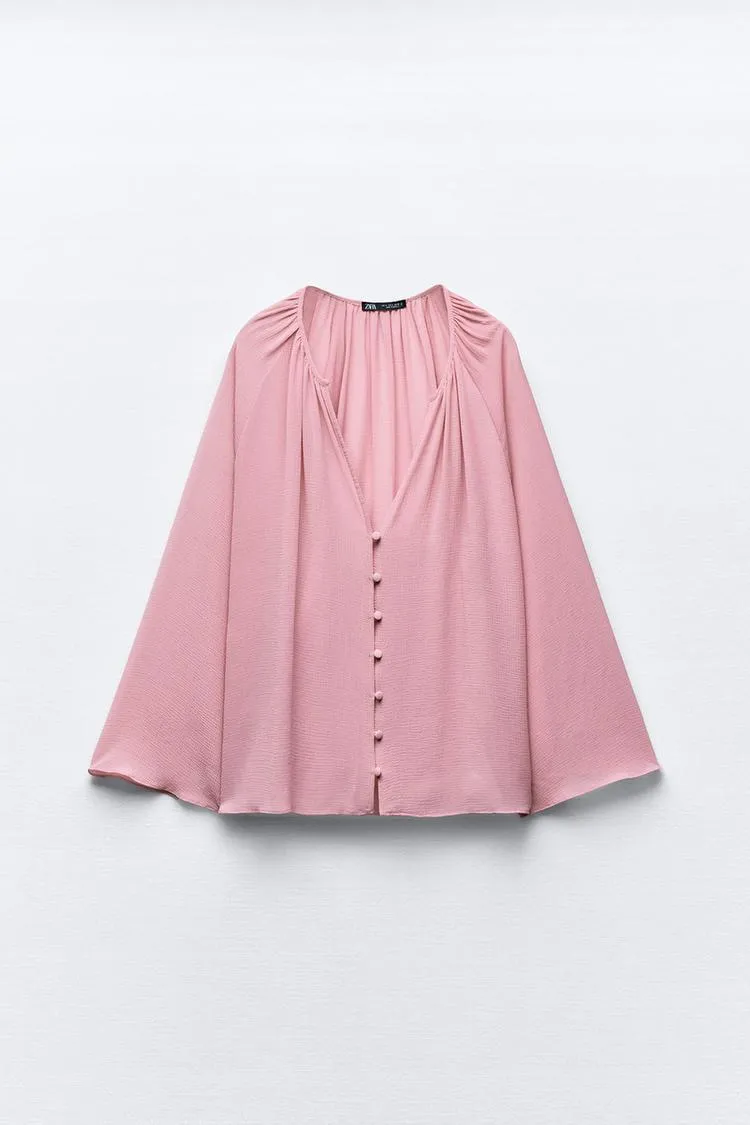 ZARA  |Casual Style Long Sleeves Elegant Style Shirts & Blouses