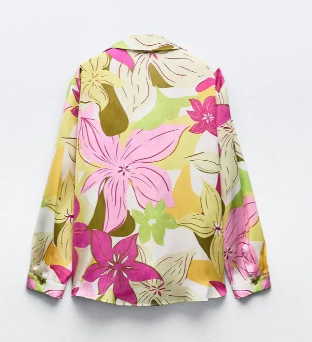 ZARA  |Flower Patterns Casual Style Long Sleeves Shirts & Blouses